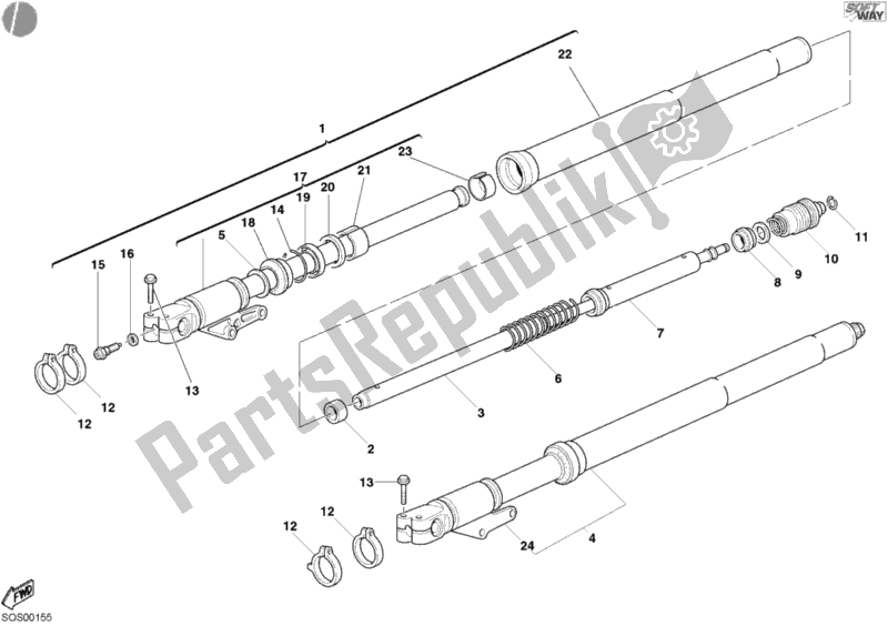 Todas las partes para Tenedor Frontal de Ducati Supersport 1000 SS 2003